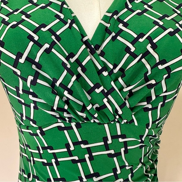 Lauren Ralph Lauren Slinky Stretch Dress Women 4 Faux Wrap Career Ruched V-neck - Picture 4 of 10